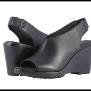 Sorel wedge sandal slingback black 7